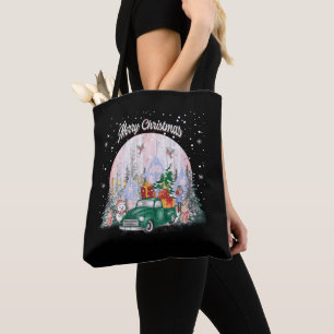 Watercolor Merry Christmas, Car Of Gifts Tote Bag