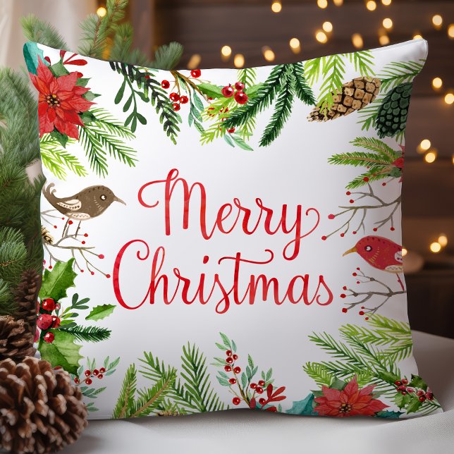 Watercolor Merry Christmas Cushion (Creator Uploaded)