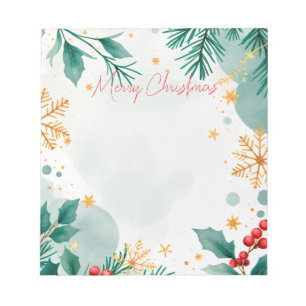 Watercolor Merry Christmas Elegant Notepad
