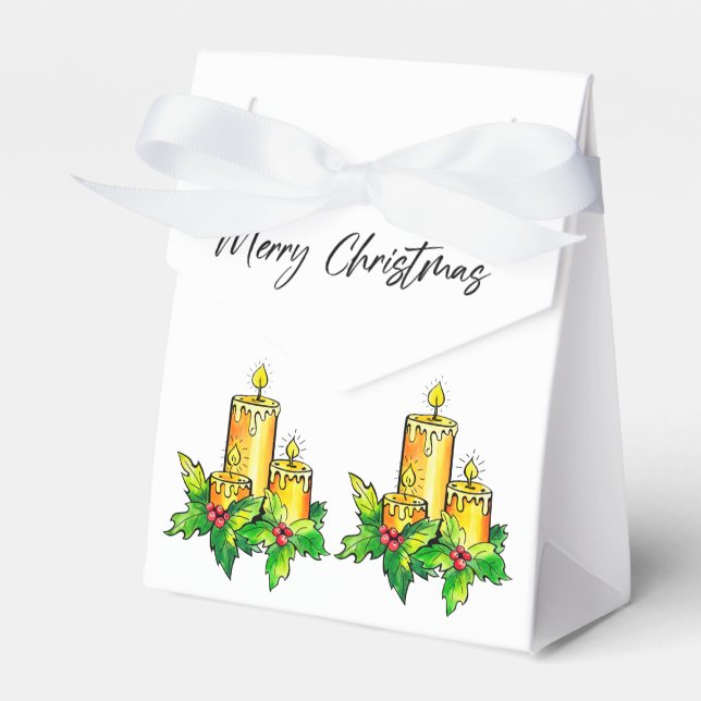 Watercolor Merry Christmas Favour Box (Front Side)