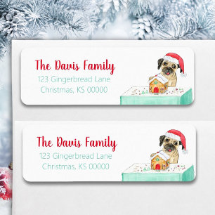 Watercolor Merry Christmas French Bulldog Label