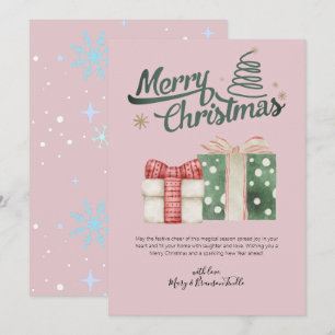 Watercolor "Merry Christmas" Gifts Greeting Holiday Card