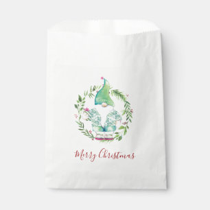Watercolor Merry Christmas Gnome Candy Favour Bag