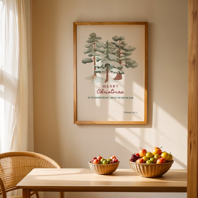 watercolor Merry Christmas Greetings Poster (Minimalist Watercolor Merry Christmas Print)