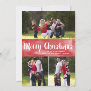 Watercolor Merry Christmas   Holiday Photo Card