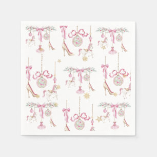  Watercolor Merry Christmas Nutcracker ballet pink Napkin