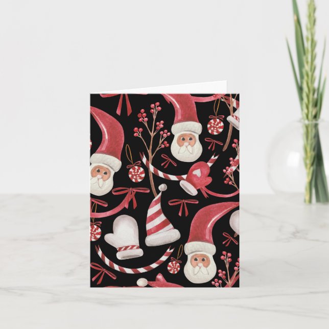 Watercolor Merry Christmas Pattern- Artistic Style Card (Front)