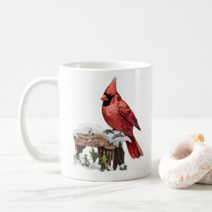 Watercolor Merry Christmas Red Cardinal Coffee Mug