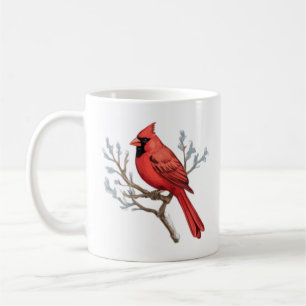 Watercolor Merry Christmas Red Cardinal Coffee Mug