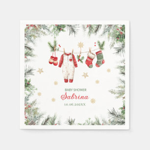 Watercolor Merry Christmas Santa Christmas baby s Napkin