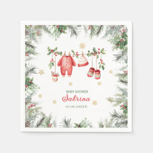 Watercolor Merry Christmas Santa Christmas baby s Napkin