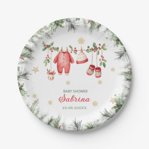  Watercolor Merry Christmas Santa Christmas baby s Paper Plate