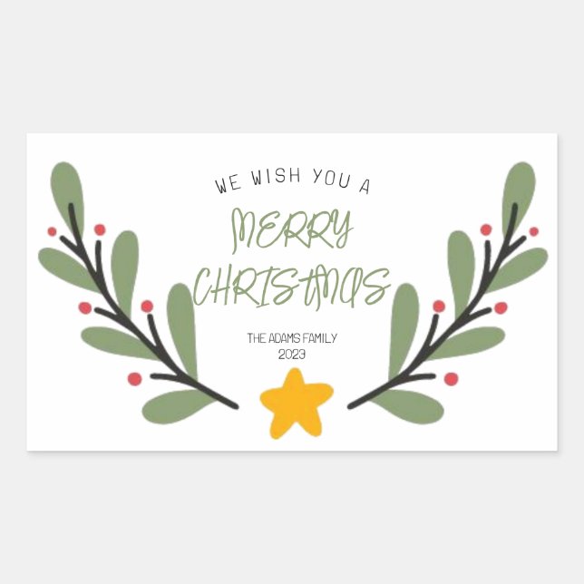 Watercolor Merry Christmas Sticker (Front)