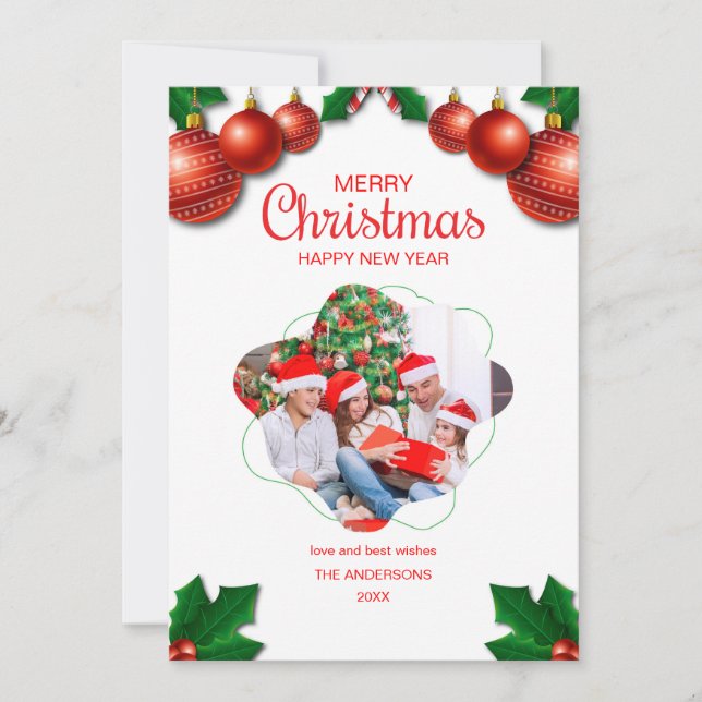 watercolor merry Christmas tree Holiday Card (Front)