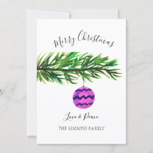 Watercolor Merry Christmas Tree Merry and bright Holiday Card