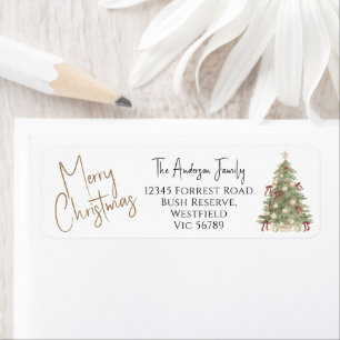Watercolor Merry Christmas Tree Return Address