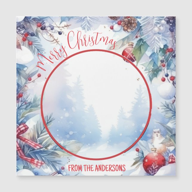 Watercolor Merry Christmas Winter Border Photo (Front)