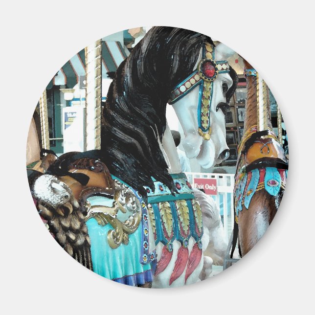 Watercolor Merry-Go-Round Horse Magnet (Front)