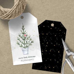 Watercolor Merry Little Christmas Tree Gift Tags