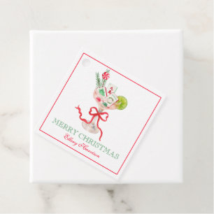 Watercolor Merry Mahjong Christmas Cocktail Party Favour Tags