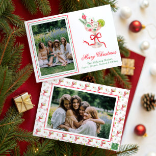 Watercolor Merry Mahjong Christmas Cocktail Photo Holiday Card
