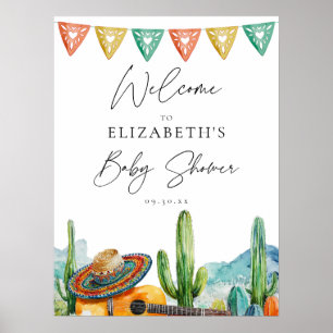 Watercolor Mexican Fiesta Baby Shower Welcome Sign