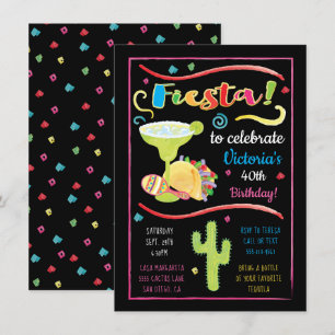 Watercolor Mexican Fiesta Birthday Invitation