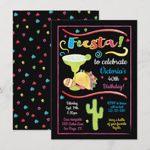 Watercolor Mexican Fiesta Birthday Invitation