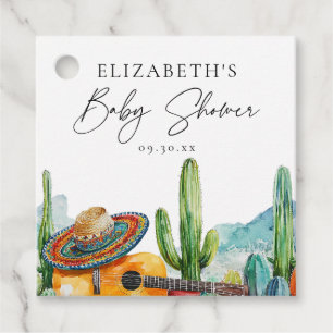 Watercolor Mexican Fiesta Cactus Baby Shower Favour Tags