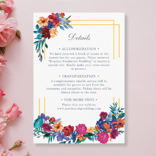 Watercolor Mexican Fiesta Floral Wedding Details Enclosure Card