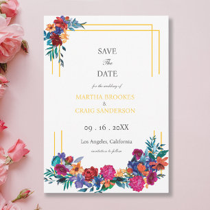 Watercolor Mexican Fiesta Flower Wedding Save The Date