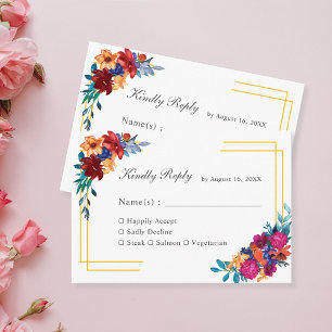 Watercolor Mexican Fiesta Wedding RSVP Card