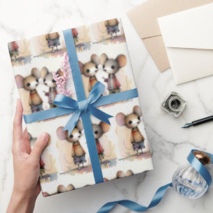 Watercolor Mice Wrapping Paper