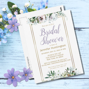 Watercolor Midsummer Floral Lavender Bridal Shower Postcard