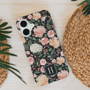 Watercolor Midsummer Floral Pattern Monogram iPhone 16 Case
