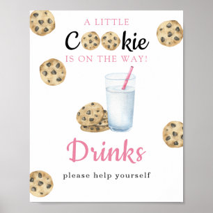 Watercolor milk & cookies Baby shower Drinks Poster