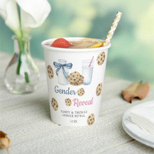 Watercolor Milk & Cookies Gender Reveal Paper Cups