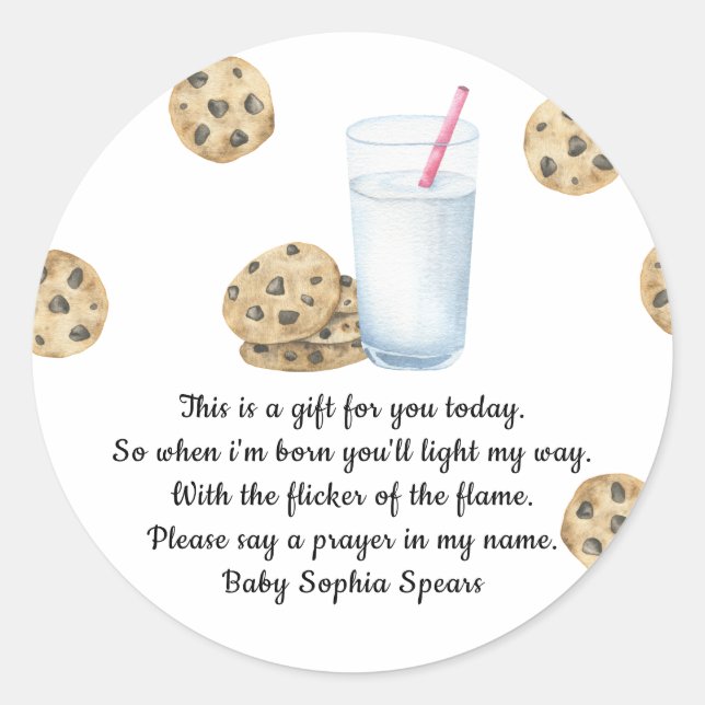 Watercolor Milk & Cookies Prayer Candle Label (Front)