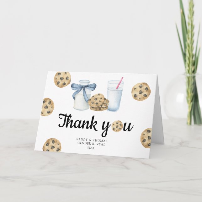 Watercolor Milk & Cookies Thank you gender reveal (Front)