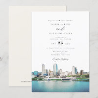 Watercolor Milwaukee Wisconsin Skyline Wedding