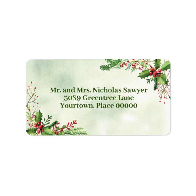 Watercolor Mingle Christmas Holiday Address Label (Front)