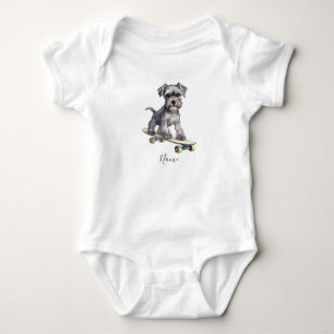 Watercolor Miniature Schnauzer Baby Bodysuit