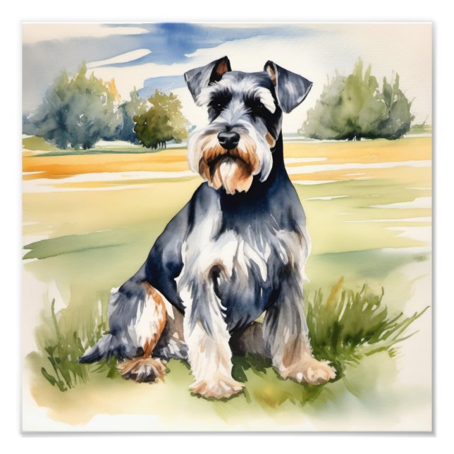 Watercolor Miniature Schnauzer – Dog Art Print (Front)