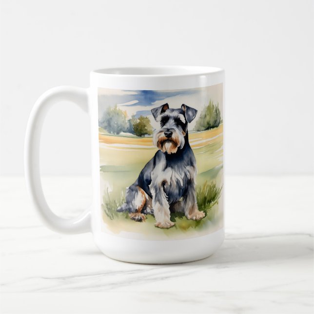 Watercolor Miniature Schnauzer – Dog Art Print Coffee Mug (Left)