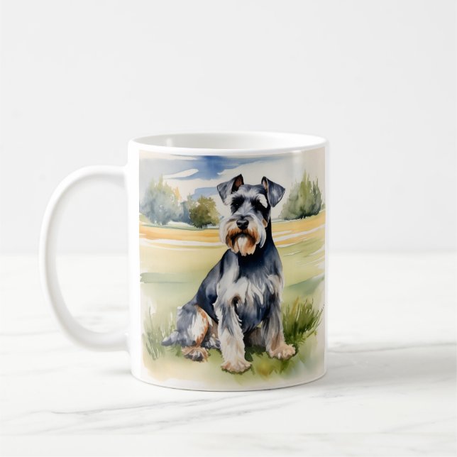 Watercolor Miniature Schnauzer – Dog Art Print Coffee Mug (Left)