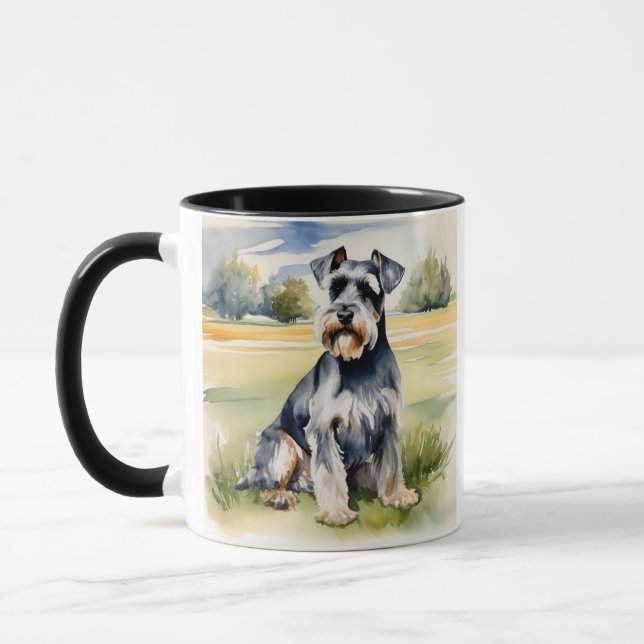 Watercolor Miniature Schnauzer – Dog Art Print Mug (Left)