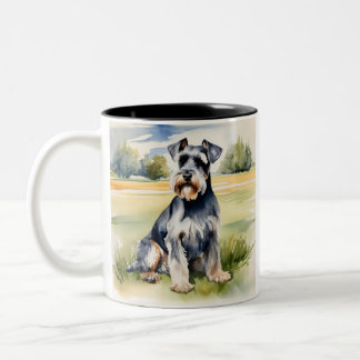 Watercolor Miniature Schnauzer – Dog Art Print Two-Tone Coffee Mug