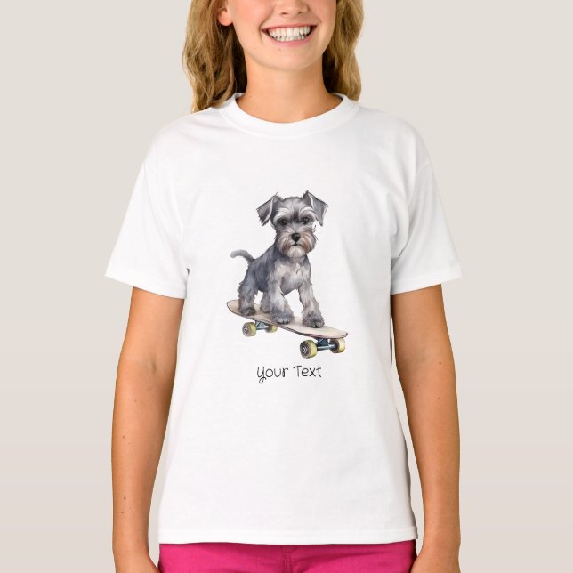 Watercolor Miniature Schnauzer Girl T-Shirt (Front)