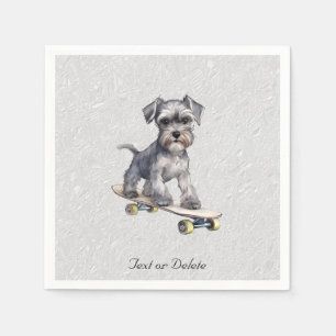 Watercolor Miniature Schnauzer Napkins
