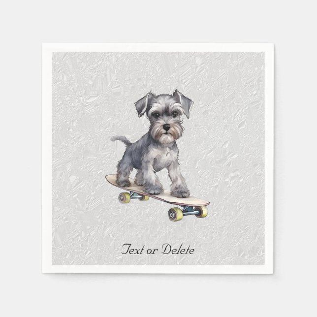 Watercolor Miniature Schnauzer Napkins (Front)